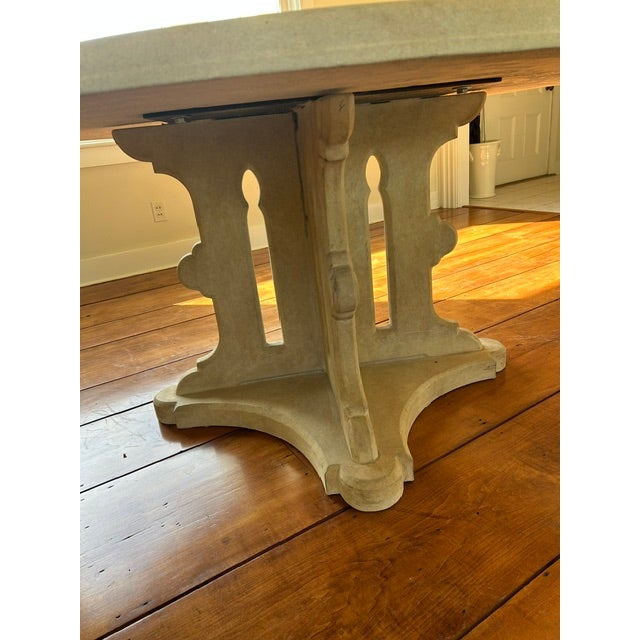 Gothic Revival Pedestal Dining Table with Round Cast Stone Top, Michael Taylor Designs Style Description: A sculptural...