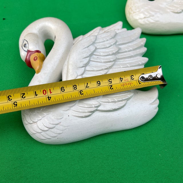 Pair of Small Vintage Ceramic Swan Figurine Wall Hangings For Sale In Atlanta - Image 6 of 10