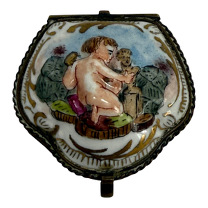 Late 19th Century Capodimonte Porcelain Hand-Painted Pentagon Shape Trinket Box