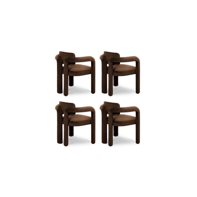 Double Arch Dining Chairs in Dark Brown Cotton Velvet from Insidherland, Set of 4 For Sale - Image 14 of 14