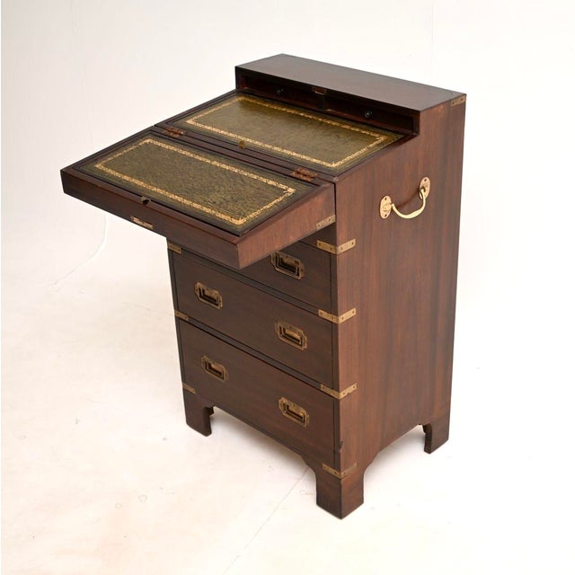 Military Campaign Style Bureau Chest of Drawers, 1930s For Sale - Image 3 of 11