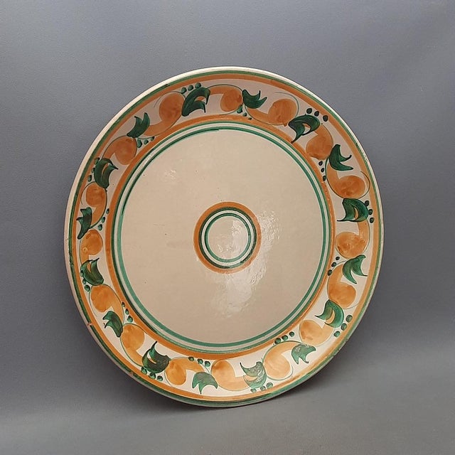Large Vintage Caltagirone Majolica Hand-Painted Hanging Plate, 1960s For Sale - Image 3 of 12