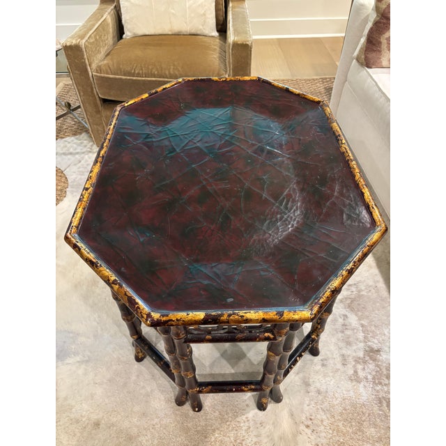 Chinoiserie Vintage Maitland-Smith Chinoiserie Palm Beach Style Faux Bamboo and Faux Tortoise Coffee Table For Sale - Image 3 of 18