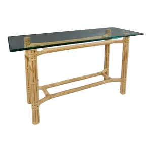 McGuire Organic Modern Blonde Bamboo Rattan Console Table