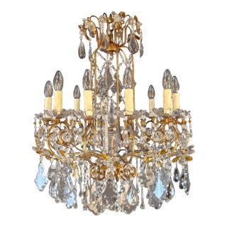 Antique Amber Lustre Art Nouveau Crystal Chandelier For Sale