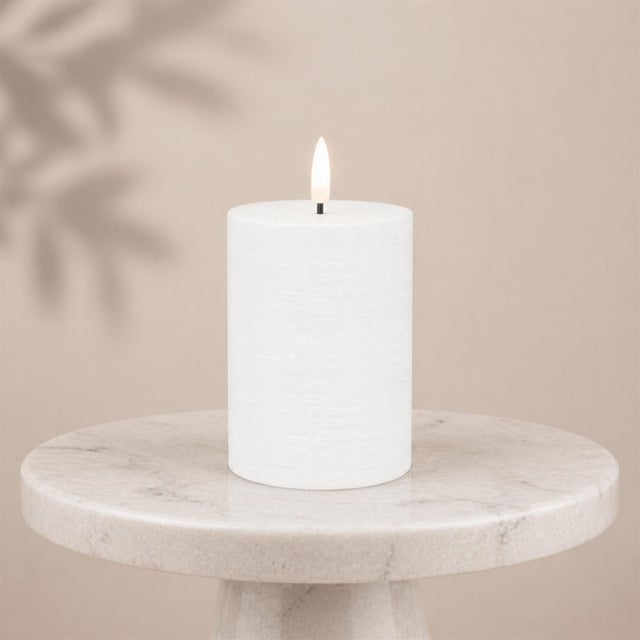 Modern FIA Wick White Pillar Candle (Set of 2) For Sale - Image 3 of 5
