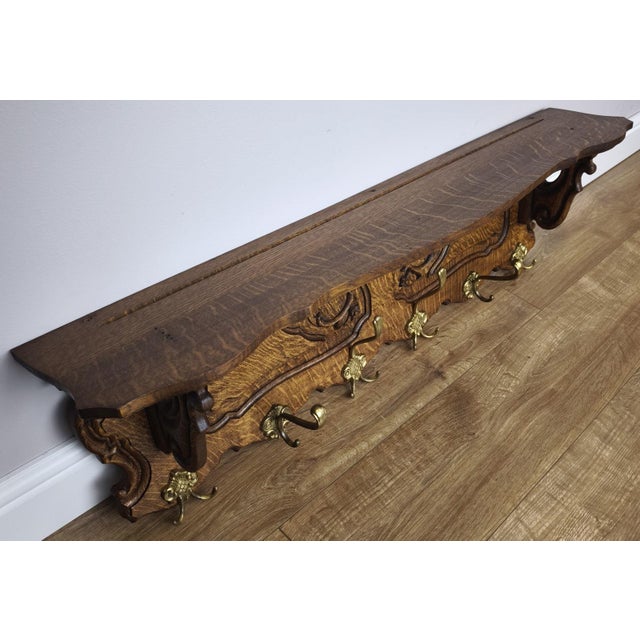 Vintage French Coat Rack in Oak For Sale - Image 9 of 10