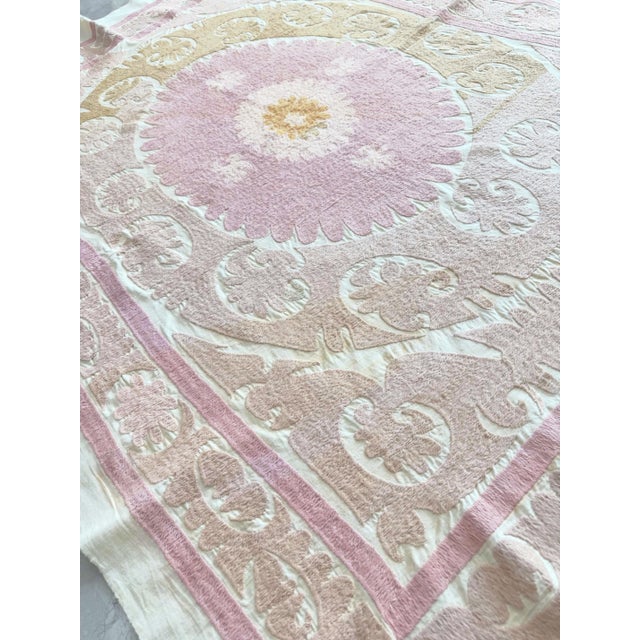 Textile Decorative Neutral Tan Suzani Tribal Textile For Sale - Image 7 of 9