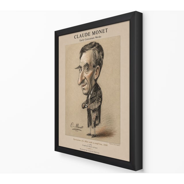Claude Monet 1850s Caricature Portraits Fine Art Mounted Board Prints - Set of 6 For Sale - Image 17 of 18