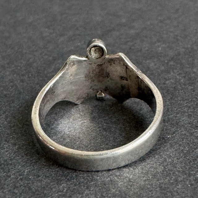 Vintage Opal Sterling Silver Modernist Ring MCM Butterfly Size 7 - 7.5 For Sale - Image 6 of 11