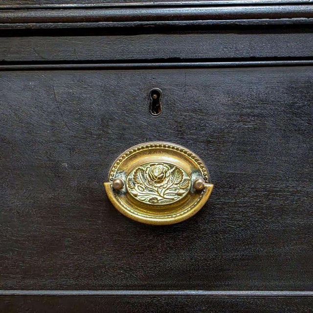Textile English Ebonized Linen Cupboard For Sale - Image 7 of 9