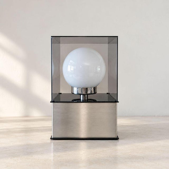 Late 20th Century Space Age Lamp in Acrylic Glass, Metal and Opaline Glass, 1970s For Sale - Image 5 of 9