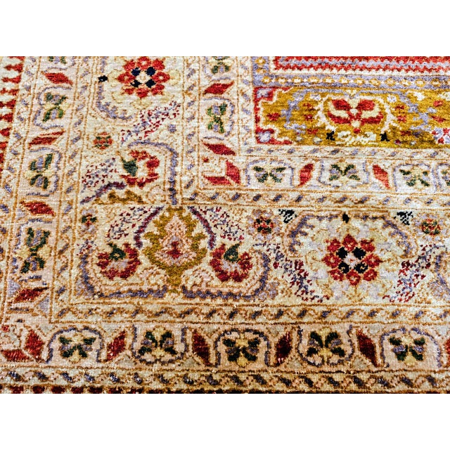 Antique Turkish Silk Prayer Area Rug, Late 19th Century, Red & Gold, 4' x 6' For Sale - Image 15 of 16