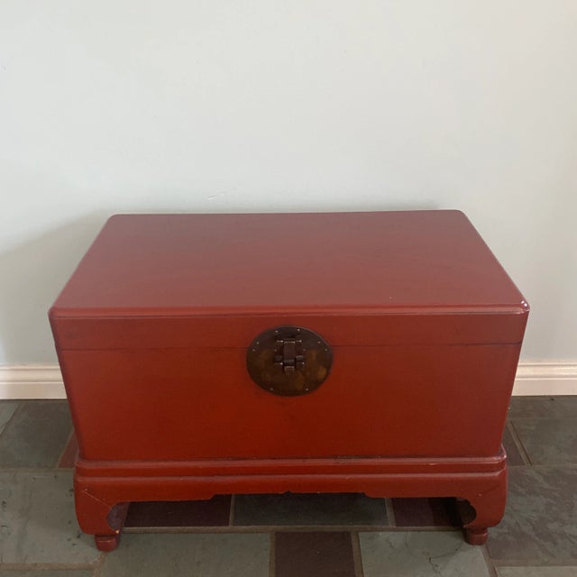 Mid 20th Century Chinese Red Trunk Coffee Table For Sale - Image 13 of 13