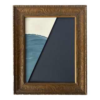 "Visualization" Abstract Art in Antique Frame, Seascape Painting Transitional Wall Art by JTS For Sale