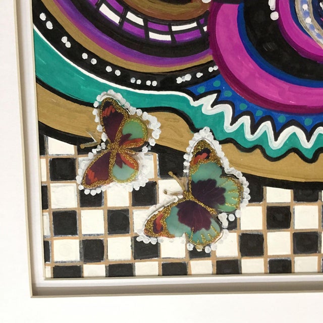 Modern Framed Abstract "Behind the Tapestry" Mixed Media on Paper by Laurel Rosenberg For Sale - Image 3 of 6
