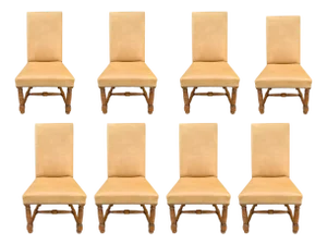 Rose Tarlow Louis XIII Leather Upholstered Dining Chairs- A Set of 8