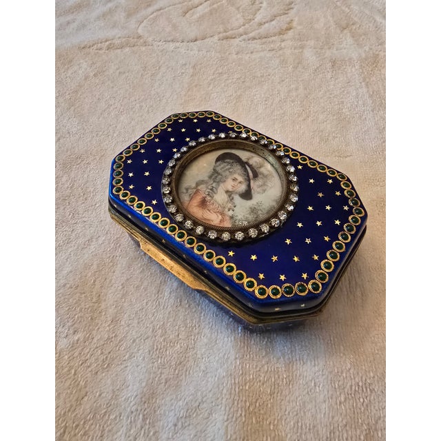Antique Faberge Style Jewelled Sapphire Jewelry Box For Sale - Image 10 of 10