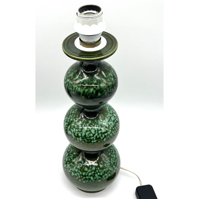 Large Space Age Table Lamp with Monumental 48cm Ceramic Base in Emerald Green from Kaiser Leuchten For Sale - Image 9 of 14