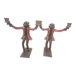1990s Huebbe Monkey Candle Holders - Set of 2 For Sale