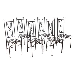 Late 20th Century French Neoclassical Iron Dining Chairs, Set of 6 For Sale