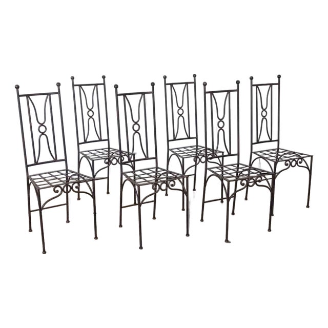 Late 20th Century French Neoclassical Iron Dining Chairs, Set of 6 For Sale