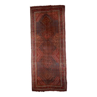 1880s, Handmade Antique Persian Khamseh Distressed Rug 6.8' X 16.6' For Sale