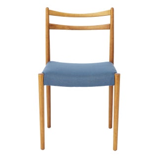 Mid-Century Modern Dining Chair in Beech with Blue Upholstered Seat by Lübke , Germany 1970s For Sale