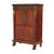 An antique French Empire abattant secretary offers flame mahogany construction with upper drawer over drop front desk...