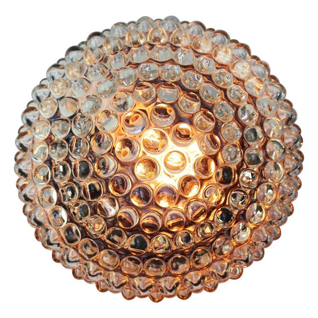 Mid-century wall or ceiling lamp. bakelite base with very clear crystal glass. 1960-1970 diameter base 185 mm / 7.3 inches...