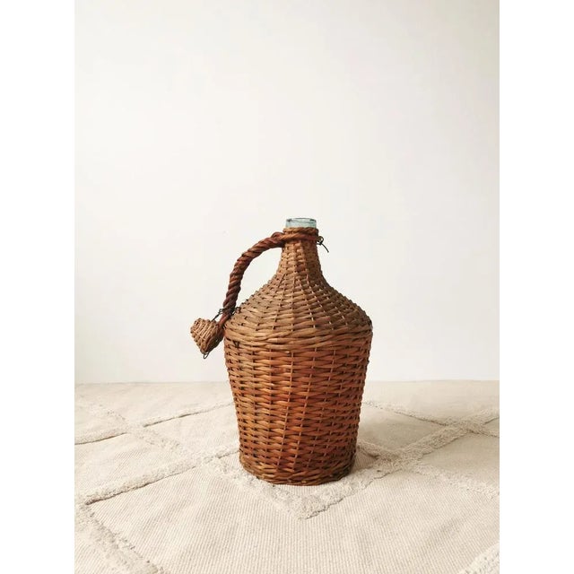 Vintage Wine Balloon with Raffia Basket, Italy, 1950s For Sale - Image 4 of 12