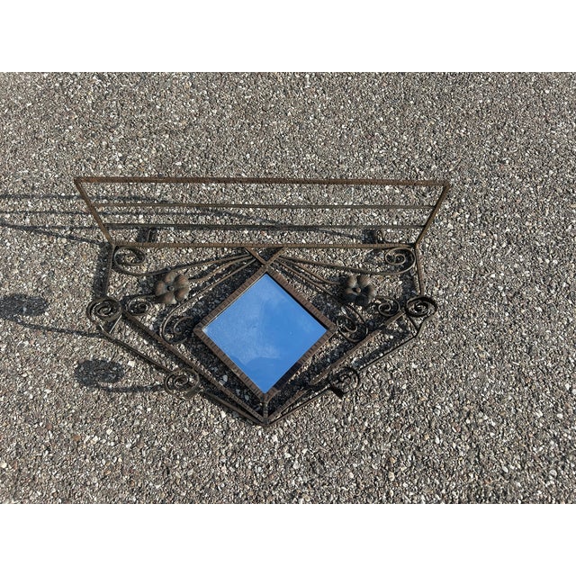 Brown Art Deco Wrought Iron Wall Mirror, 1930s For Sale - Image 8 of 10