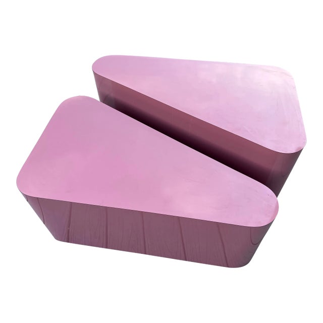 1980s Postmodern Mauve Pink Laminated Coffee Table - a Pair For Sale