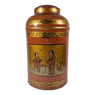 19th Century English Chinoiserie Toleware Grocer's Tea Canister. For Sale