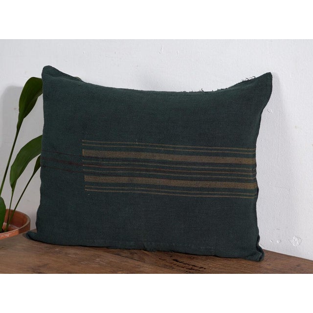 Green Antique Green Linen Cushion For Sale - Image 8 of 11
