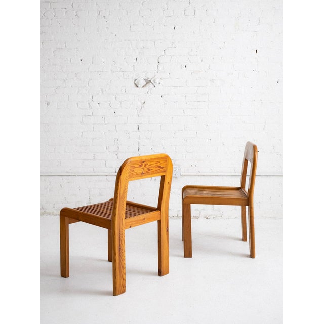 Mid-Century Modern Italian Post Modern Wood Slat Dining Chairs, a Set of 4 For Sale - Image 3 of 13