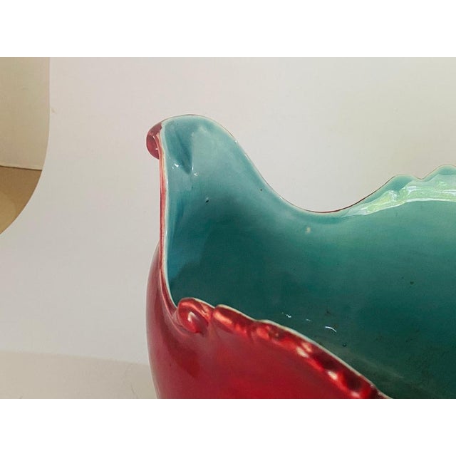 Ceramic 19th Century French Majolica Cache-Pot Jardinière with Blue and Purple Colors For Sale - Image 7 of 14