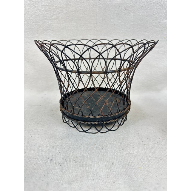 Metal Vintage Black Wire Cachepot For Sale - Image 7 of 7