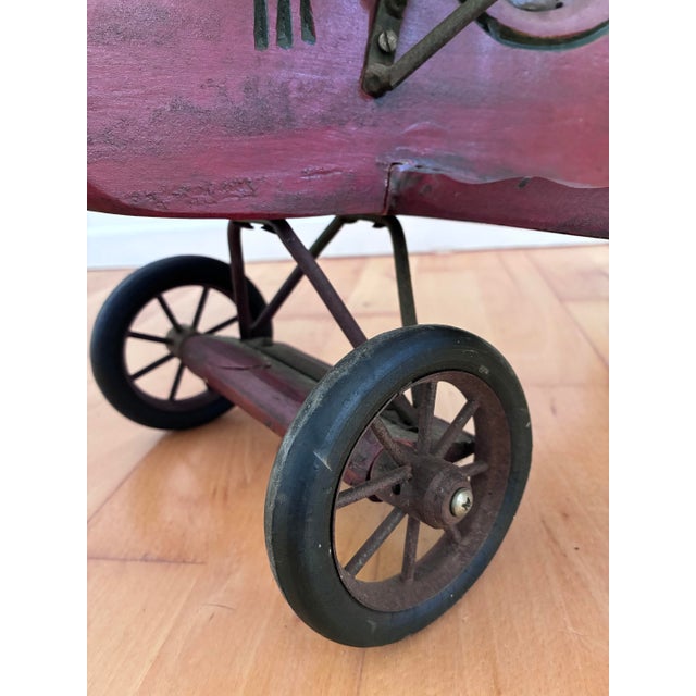 Wood Large Vintage Handmade Wooden Airplane Model Biplane, 1930s For Sale - Image 7 of 18