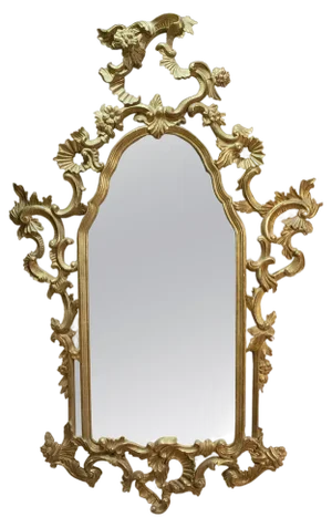 Regency Rectangular Handcrafted Gold Foil Wooden Mirror, Spain, 1970s