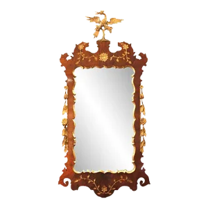 George II Style Walnut and Parcel Gilt Mirror With HoHo Bird Crest
