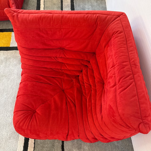 Michel Ducaroy for Ligne Roset Togo Corner Armless Side Chair, Alcantara Goya Red For Sale In San Francisco - Image 6 of 11