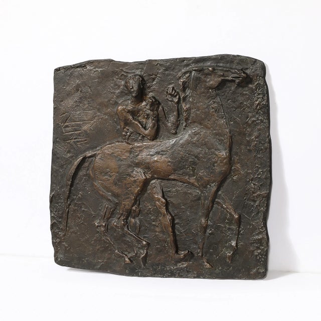 Mid-Century Modernist Equestrian Bronze Relief Plaque Signed Franz Mikorey For Sale - Image 10 of 11