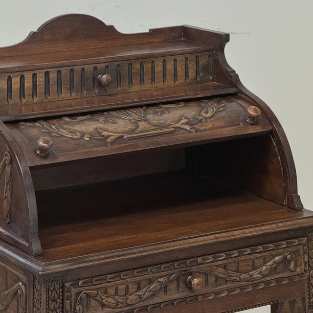 19th Century French Louis XVI Fruitwood Cylinder Cabinet ~ Nightstand For Sale - Image 17 of 18