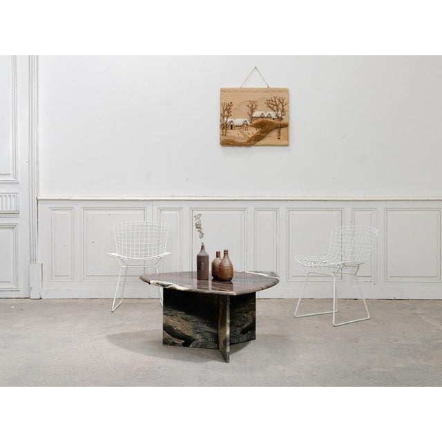 Beige Vintage Cipollino Marble Coffee Table, 1970 For Sale - Image 8 of 9