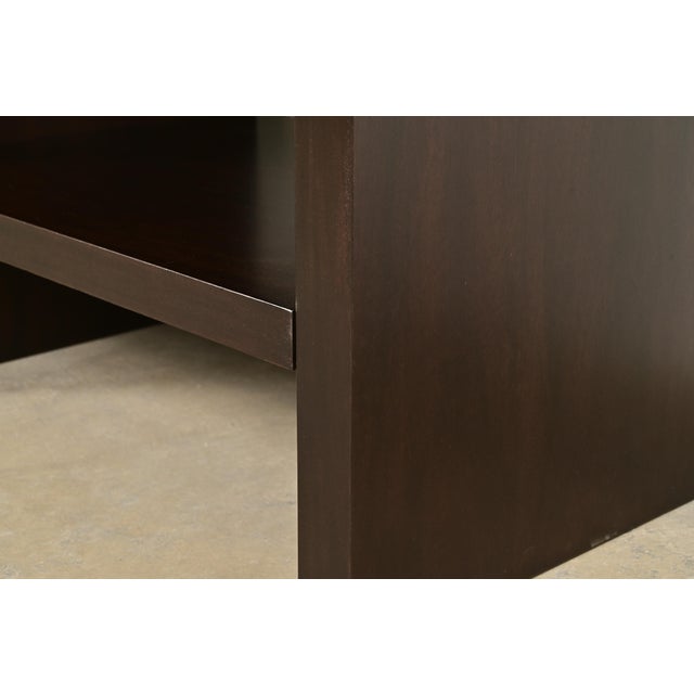 Barbara Barry for Baker Furniture Modern Oversized Dark Mahogany Nightstands, Newly Refinished For Sale - Image 10 of 15
