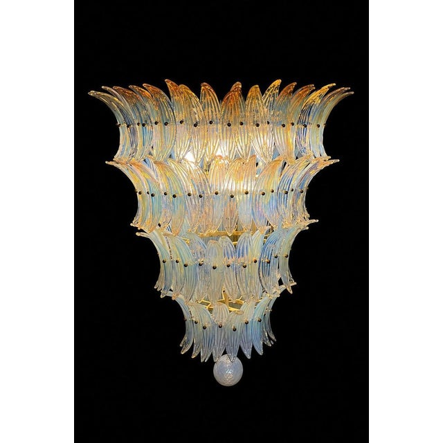 Italian Murano Glass Palmette Leaves Chandelier, 1980s For Sale - Image 12 of 18