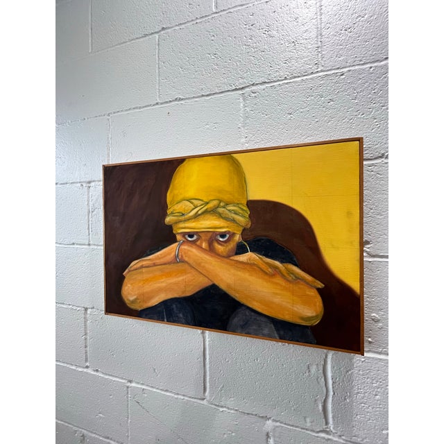 Contemporary Contemporary Figurative Portrait, Expressive Female Headwrap Oil Painting For Sale - Image 3 of 10