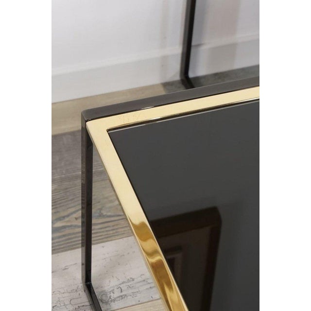 Black Nesting Tables with Gold-Plated Metal Feet, 1970s, Set of 3 For Sale - Image 3 of 9