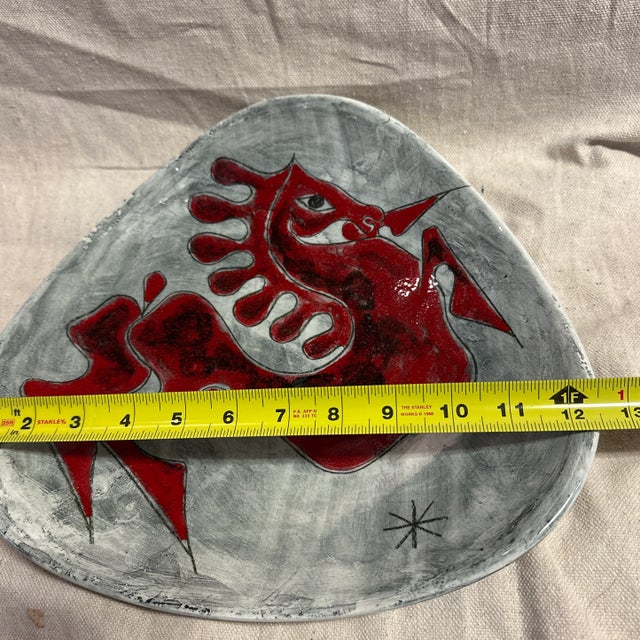 Ceramic Italian Vintage Pottery Red Horse Platter Mid Century Fanciullacci Style For Sale - Image 7 of 9